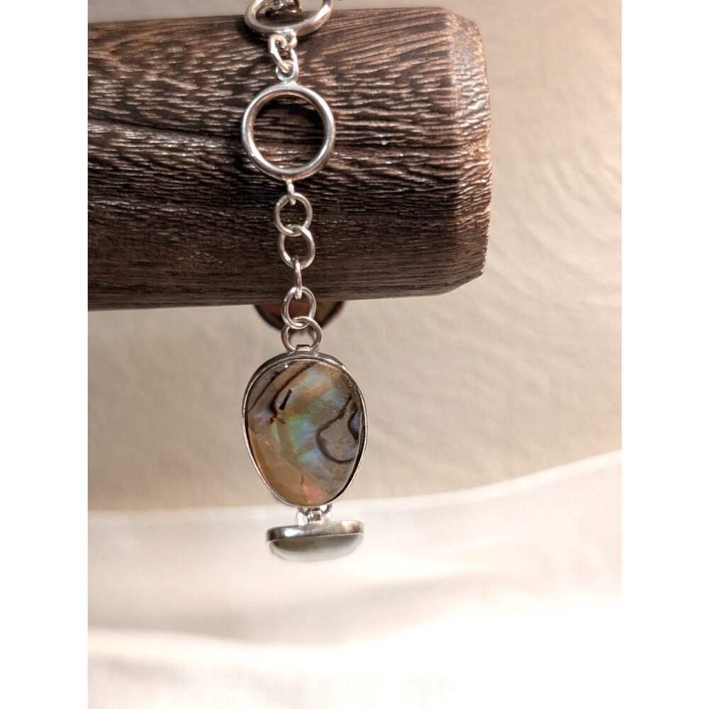 Sterling Silver Abalone Shell Toggle Bracelet - image 7